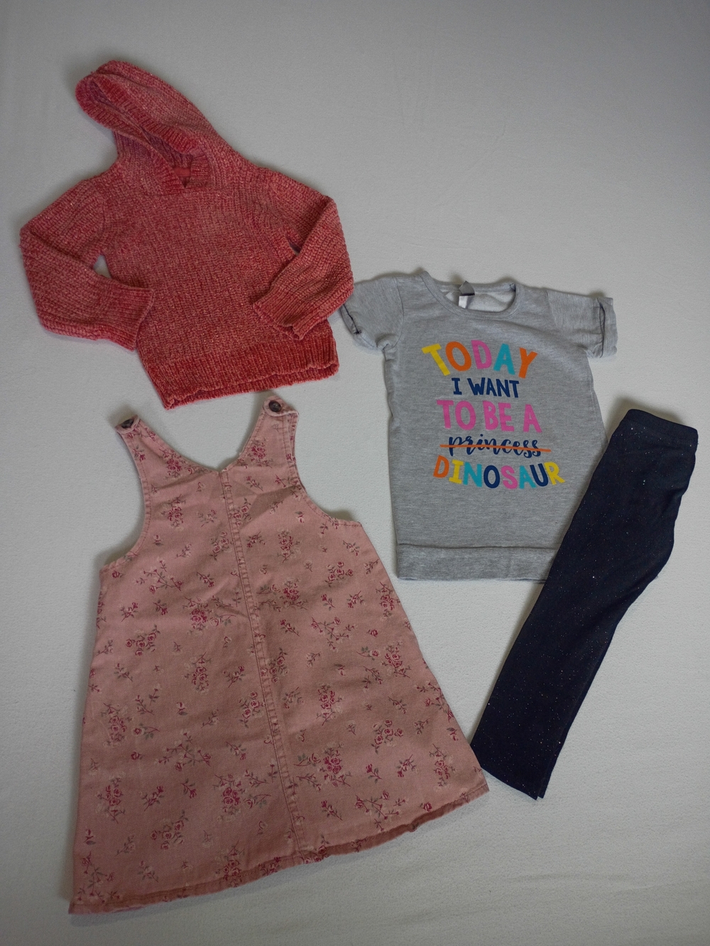 Girls Size 4T Clothing Bundle Lot Floral Pink Dino Short Sleeved Sweater Dress